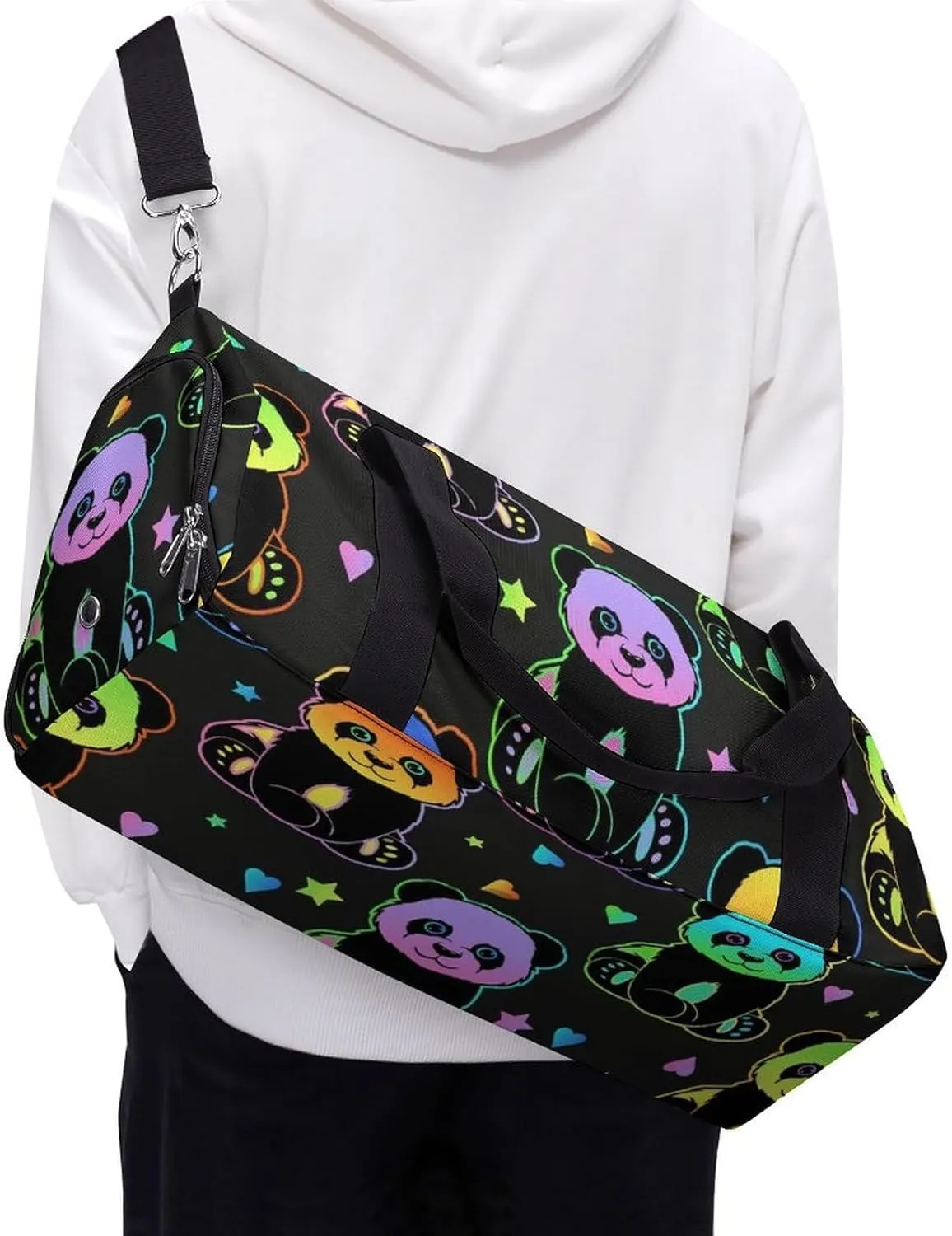 Cute Cats Head Portable Large Capacity Fully Printed Fitness Bag Unisex