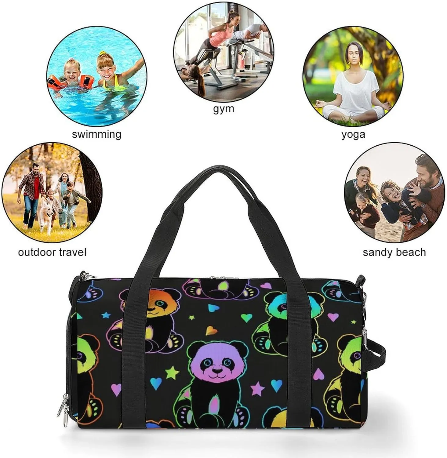 Cute Cats Head Portable Large Capacity Fully Printed Fitness Bag Unisex
