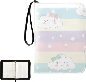 Cute Clouds on Colorful Binder for Cards, 3 Ring Binder Zipper Card 400 Cards Capacity for Sports Cards, Game Cards