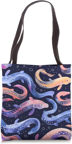 Cute Eel Pastel Pattern Wildlife Design Tote Bag