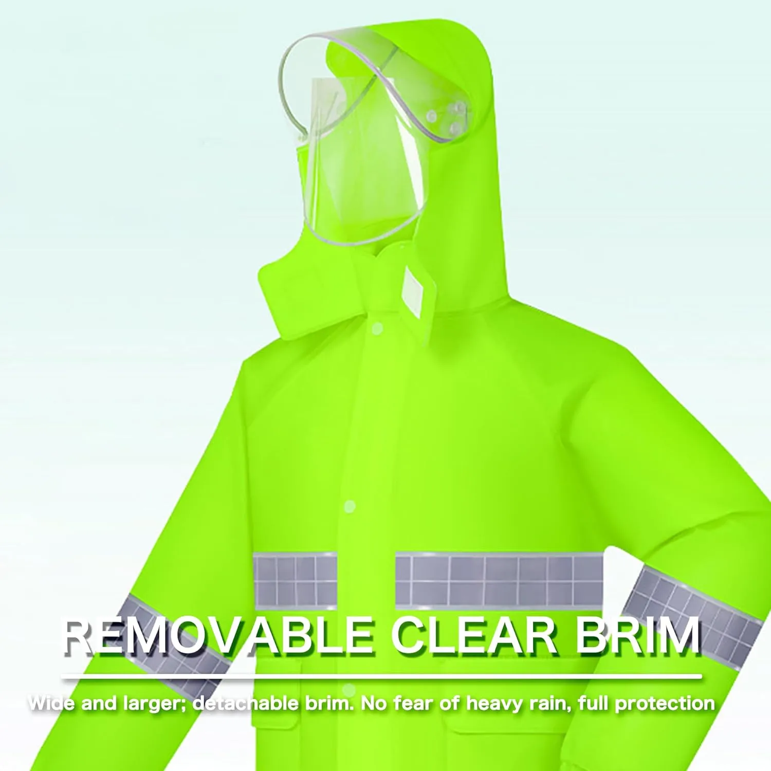 Cycling Rain Suit, Breathable Waterproof Jacket and Trouse with Reflective Strip for Working Hiking Motorcycle