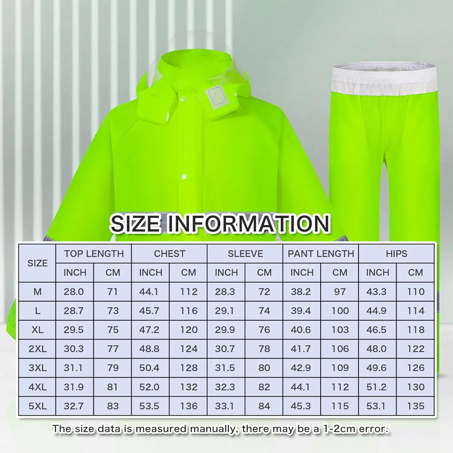 Cycling Rain Suit, Breathable Waterproof Jacket and Trouse with Reflective Strip for Working Hiking Motorcycle