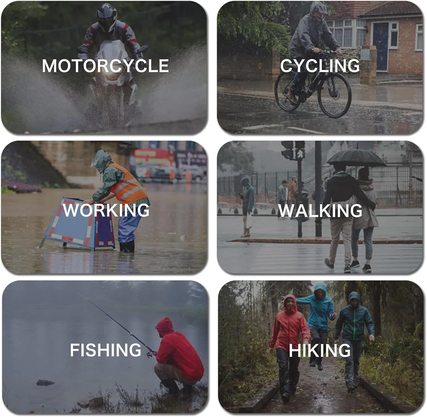 Cycling Rain Suit, Breathable Waterproof Jacket and Trouse with Reflective Strip for Working Hiking Motorcycle