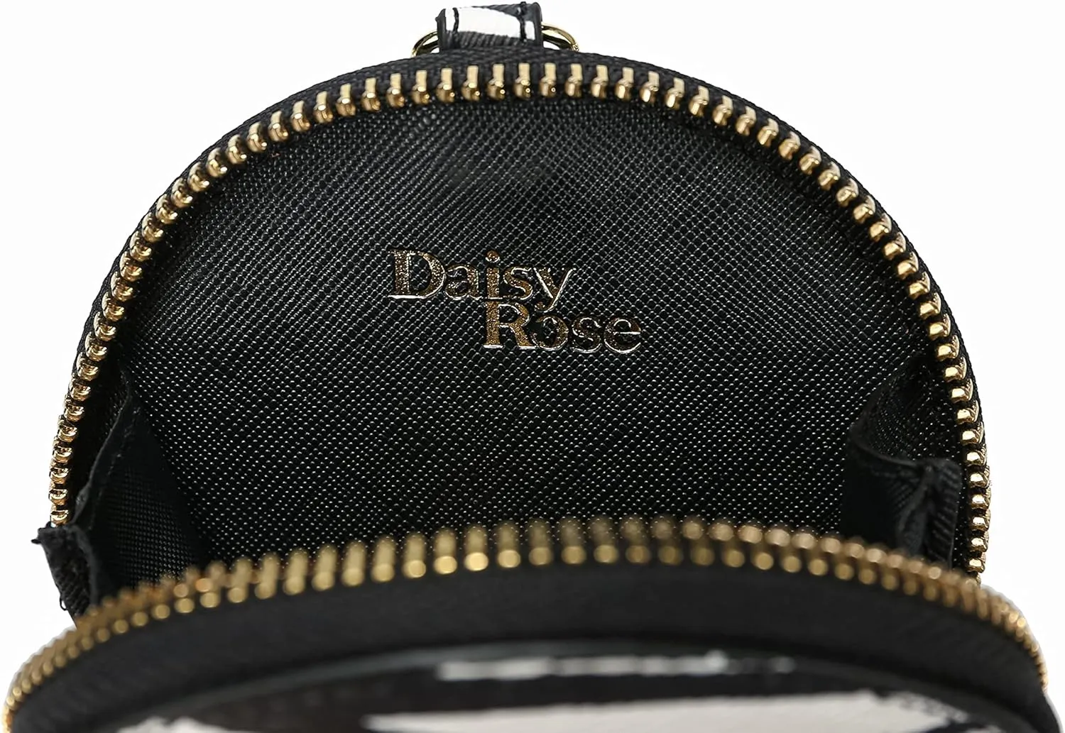 Daisy Rose Round Coin Purse Pouch Change Wallet Holder with Clasp - PU Vegan Leather - Zebra