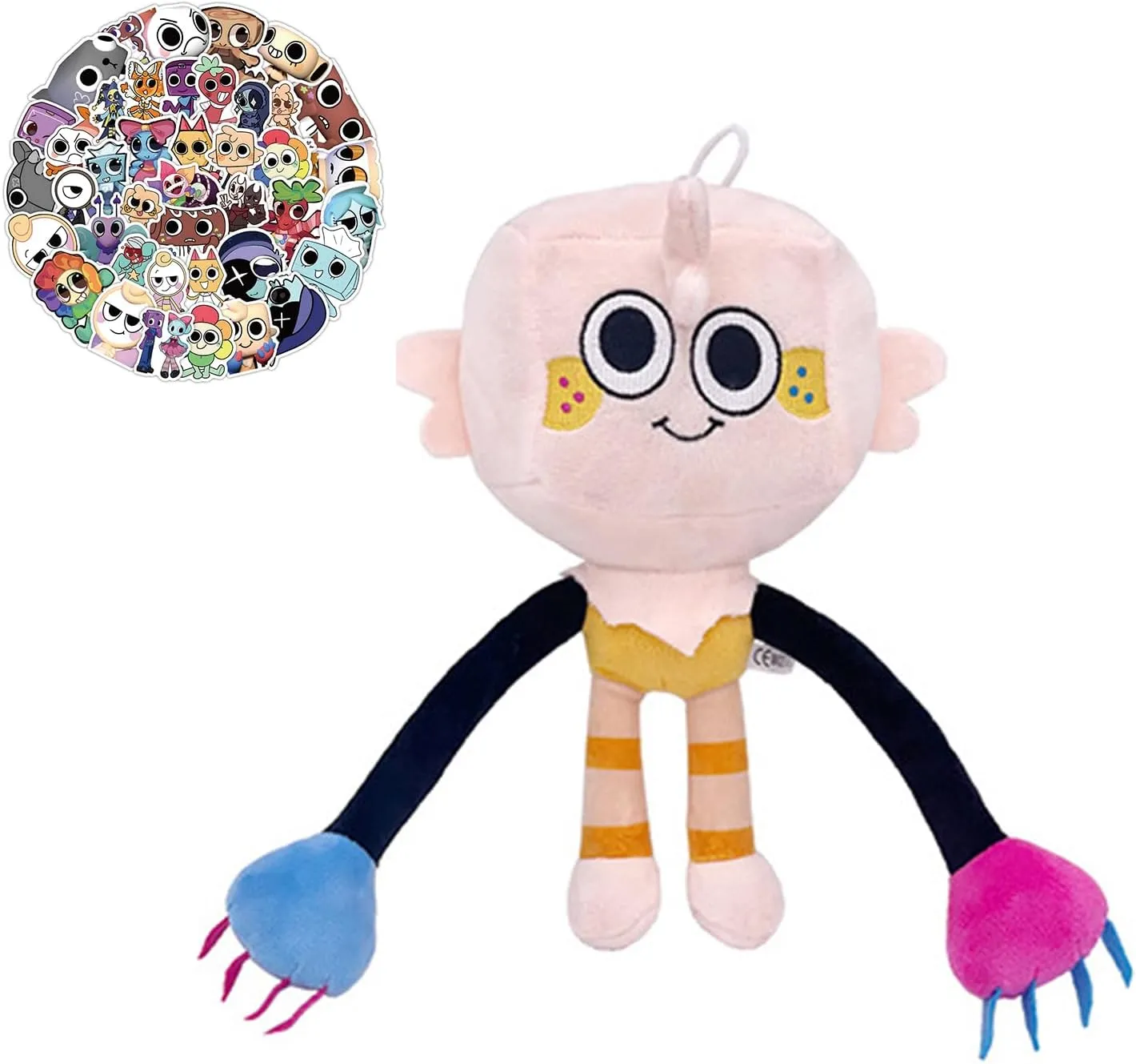 Dandy World Themed Plush Collection Soft Plushies for Teens Adult Fans, Home Decor & Gaming Merch（ 1Pack Goob Plush with 62pcs Dandy World Stickers