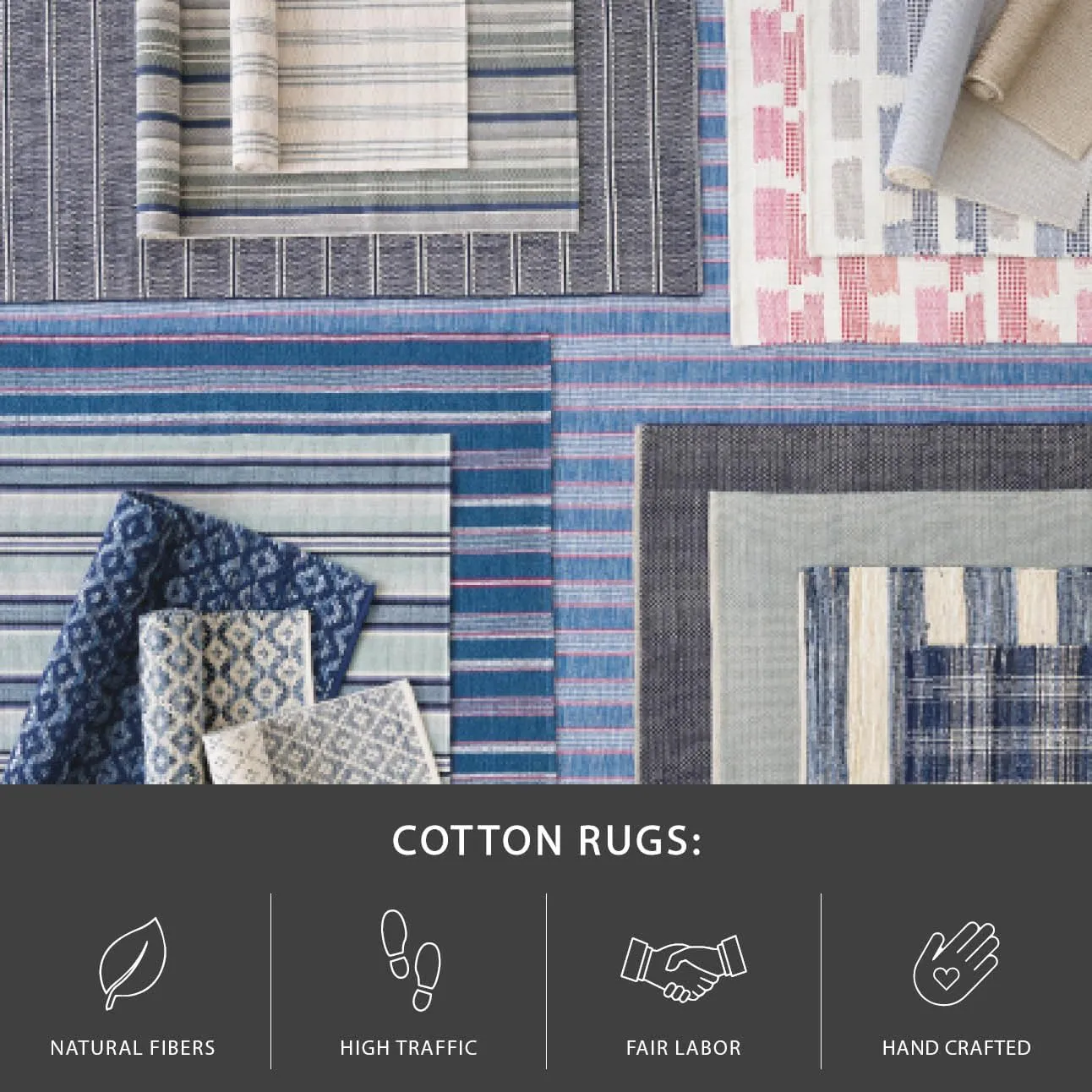 Dash and Albert Lucky Stripe Grey Handwoven Cotton Rug, 5 X 8 Feet, Grey/Multi Stripe Pattern