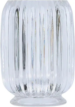 DASITON Makeup Brush holder Organizer,Crystal Cosmetic Makeup Brush Glass Brushes Storage Holder, Vintage Make Up Brush Cup Holder striped vase(Clear)