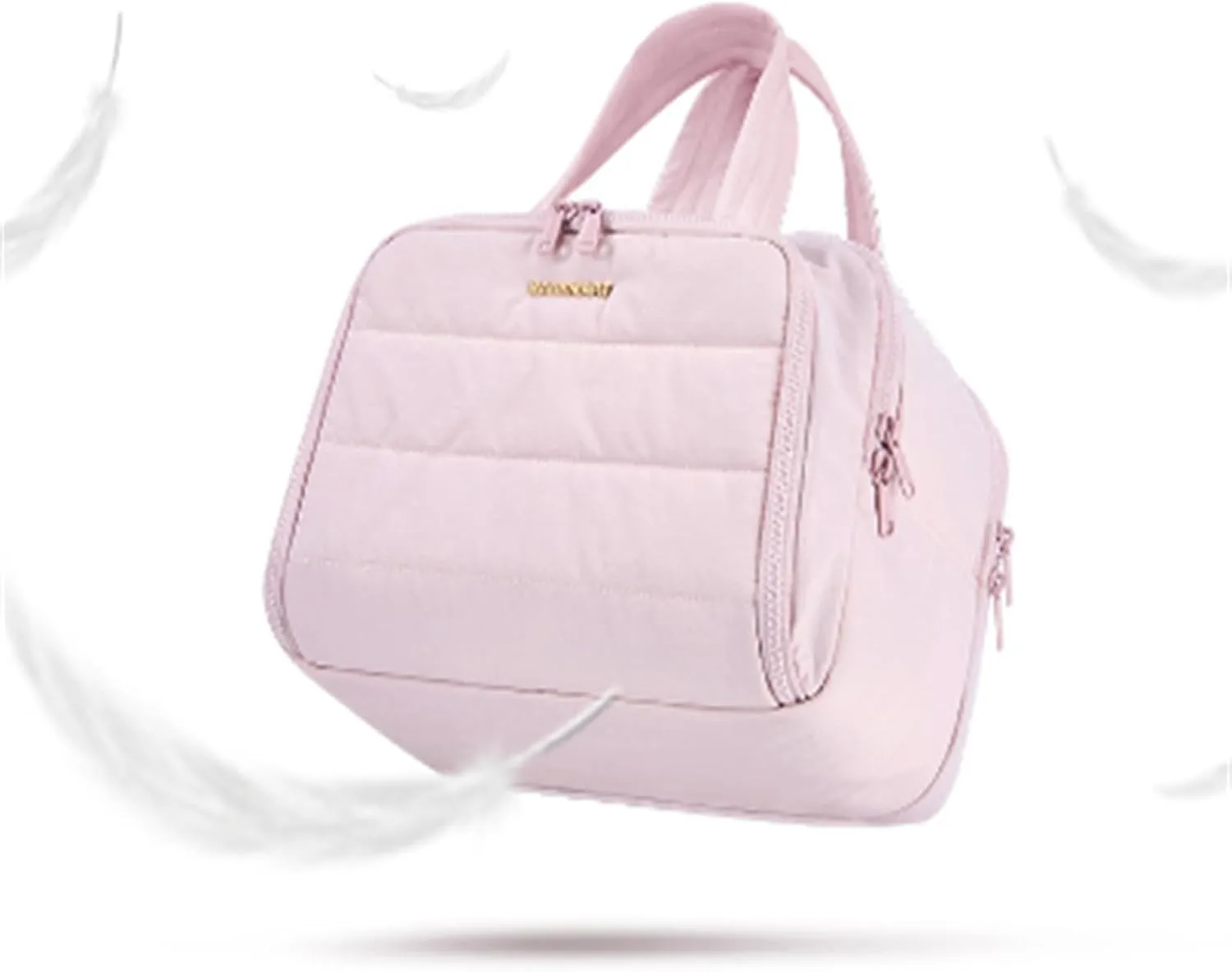 Decisive Makeup Bag, Curetoaway Travel Cosmetic Bag, Large Capacity Wide-Open Travel Cosmetic Bag for Women with 4 Compartments, Lightweight Waterproof, Multifunctional Bags (light pink)