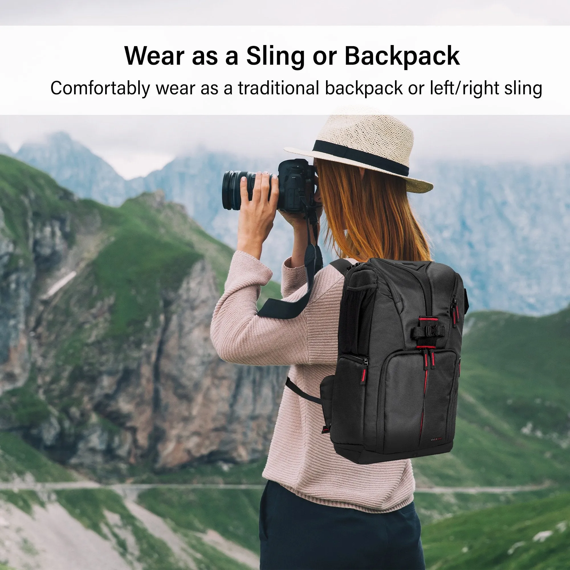 Deco Photo  Camera/Drone Sling Backpack for Cameras & Accessories Fits 15-inch Laptops
