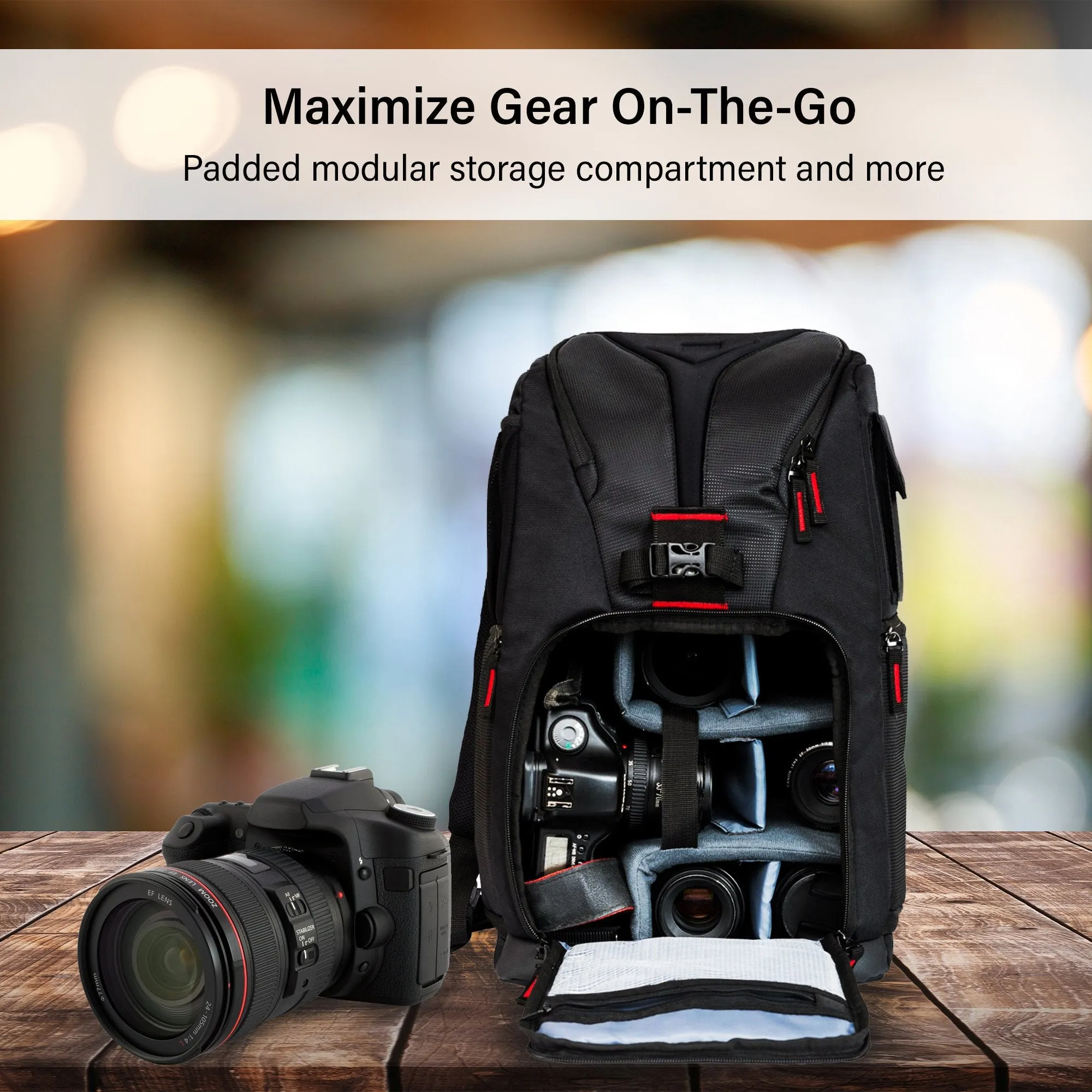 Deco Photo  Camera/Drone Sling Backpack for Cameras & Accessories Fits 15-inch Laptops