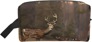 Deer Hunting Print Toiletries Makeup and Daily Essentials Large Capacity Zippered Storage Travel Bag