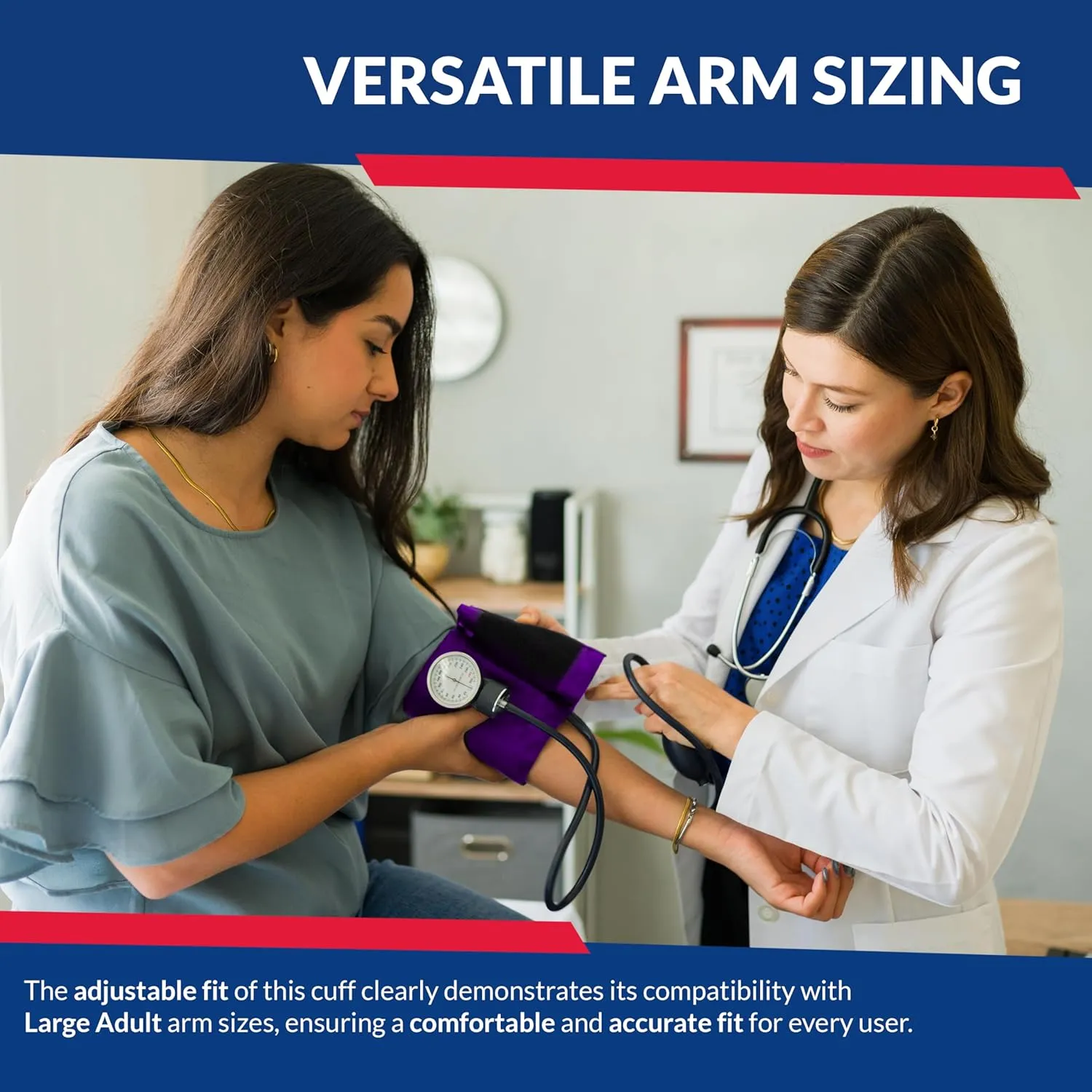 Deluxe Aneroid Sphygmomanometer Blood Pressure Monitor Set – 2-Pack – Adult Cuff, Carrying Case & Calibration Tool – High Contrast Dial for Accurate Readings – Portable & Durable Design – Purple