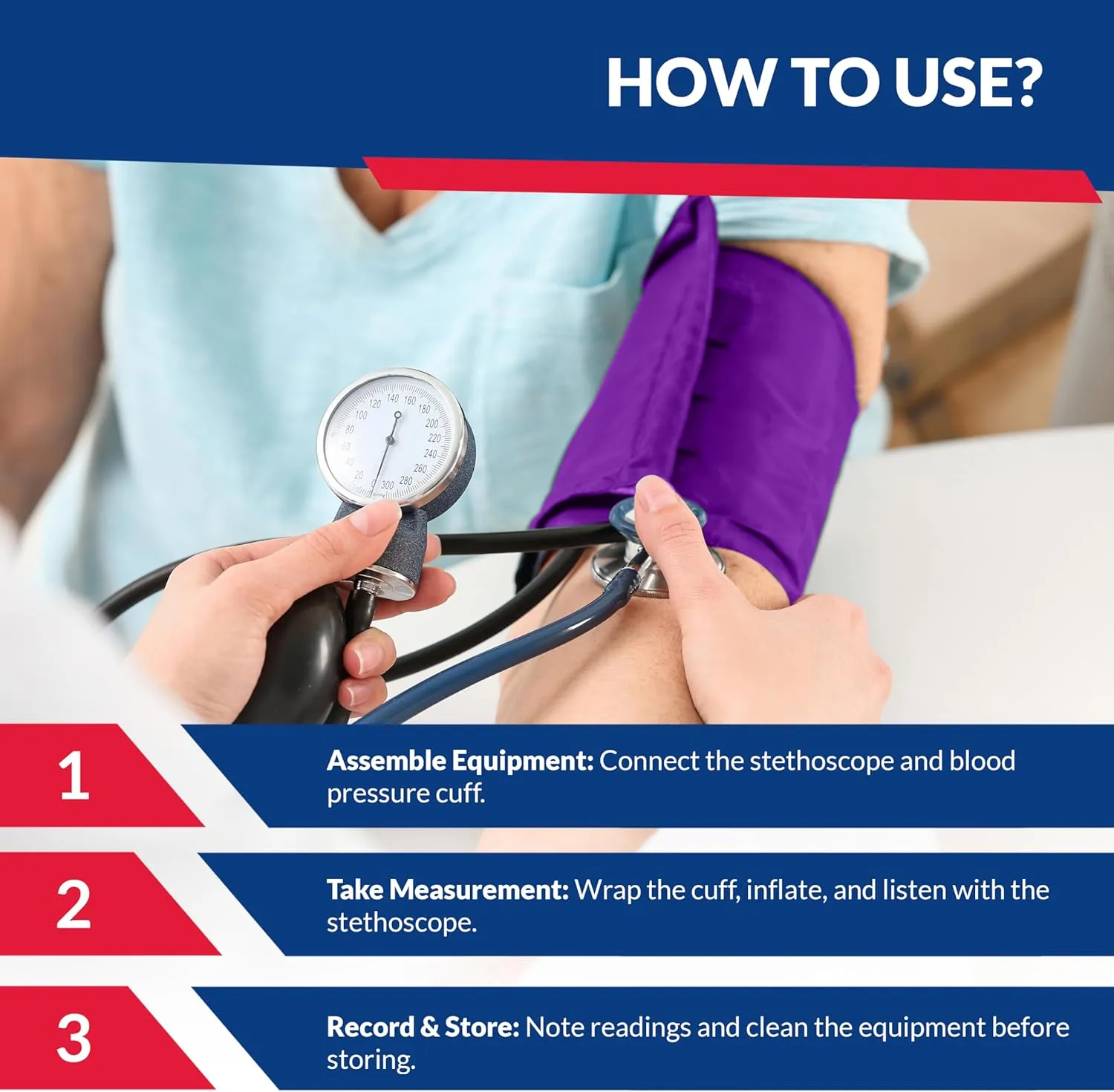 Deluxe Aneroid Sphygmomanometer Blood Pressure Monitor Set – 2-Pack – Adult Cuff, Carrying Case & Calibration Tool – High Contrast Dial for Accurate Readings – Portable & Durable Design – Purple