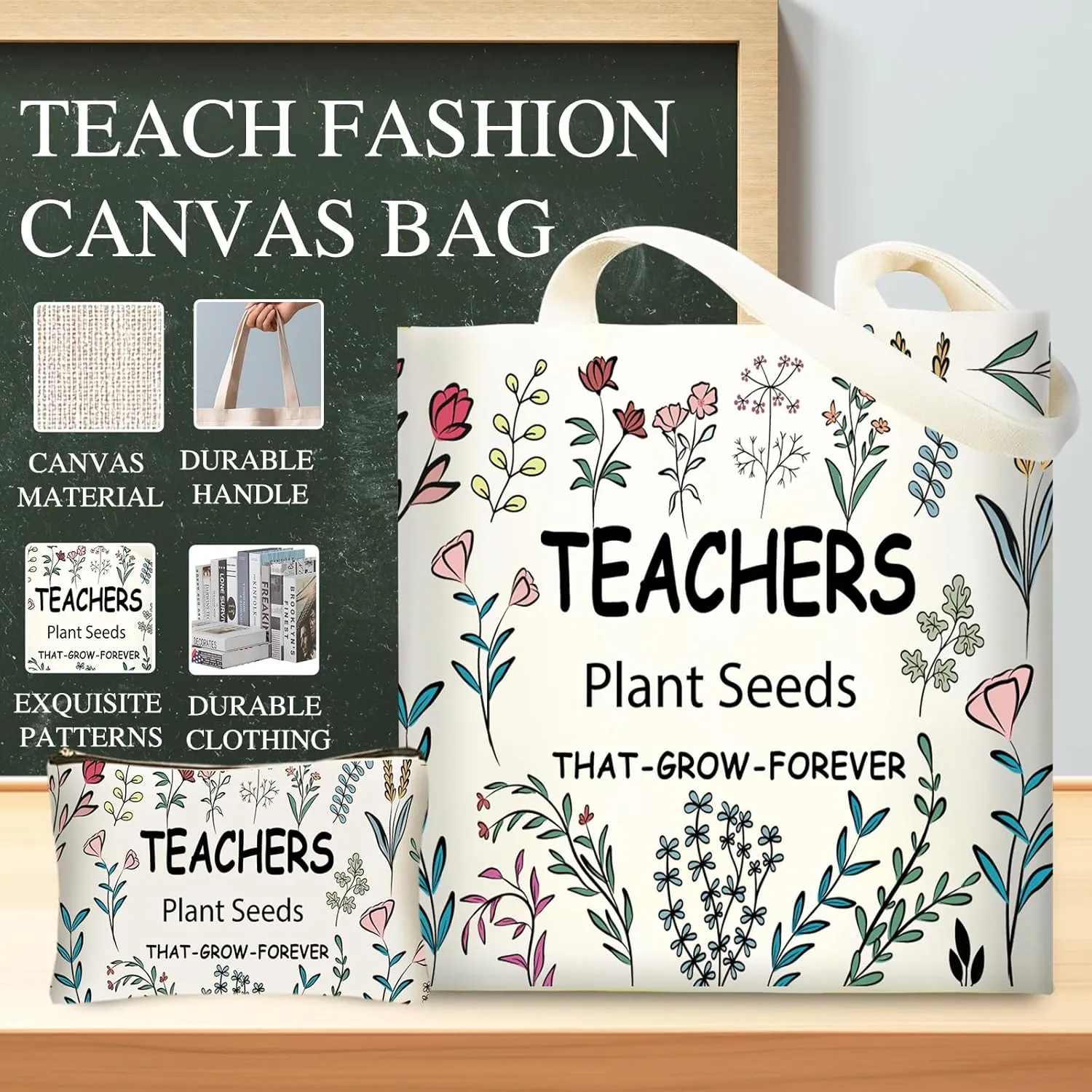 DHQH Teacher Christmas Gifts for Women, Teacher Appreciation Gifts, Funny hanksgiving Set with 16OZ Glass Cup, Tote Bag for New