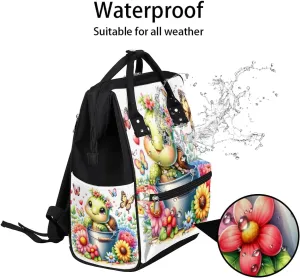 Diaper Bag Backpack Animals Cute Spring Baby Bag for Boys& Girls, Waterproof Mummy Bag, Baby Nappy Changing Bags, Large Capacity Tote Handbags Casual Travel Backpacks for Mom Dad Unisex