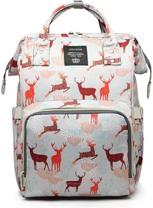 Diaper Bag Backpack for Mom Dad, Maternity Changing Bag Diaper Backpack with Stroller Straps(deer grey)