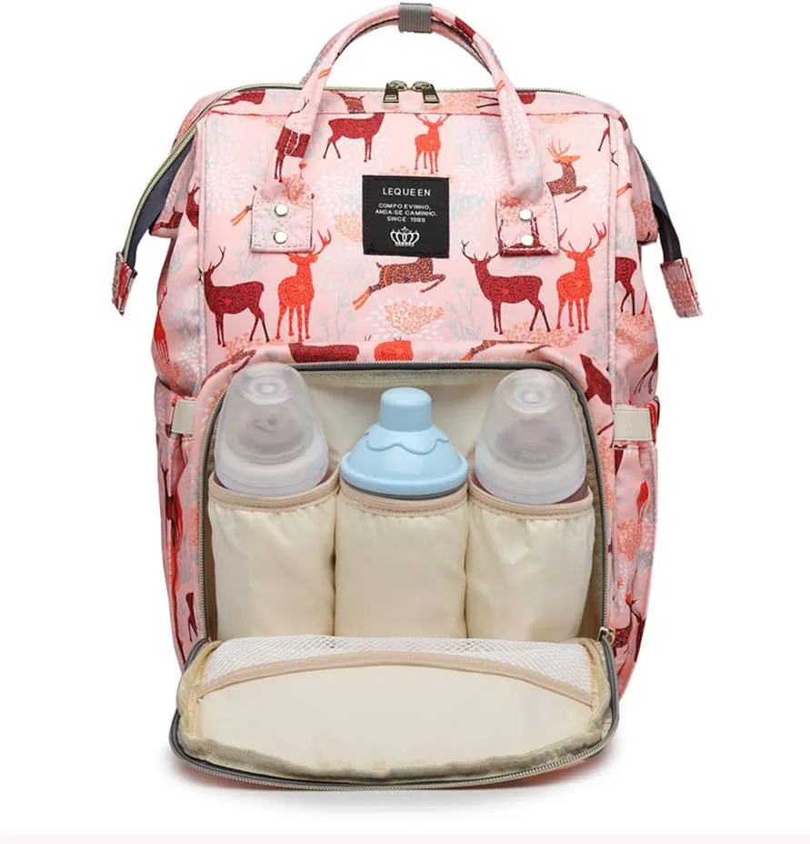 Diaper Bag Backpack for Mom Dad, Maternity Changing Bag Diaper Backpack with Stroller Straps(deer grey)