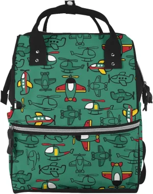 Diaper Bag Backpack For Women, Cartoon Air Transportation Waterproof Multifunction Travel Pack Maternity Baby Changing Bags, Nappy Baby Bags With Multi-Function For Baby
