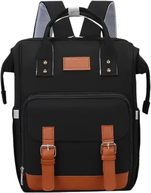 Diaper Bag Backpack for Women Large Capacity with Insulated Pockets, Portable Multifunctiona Travel Daypack (Black)