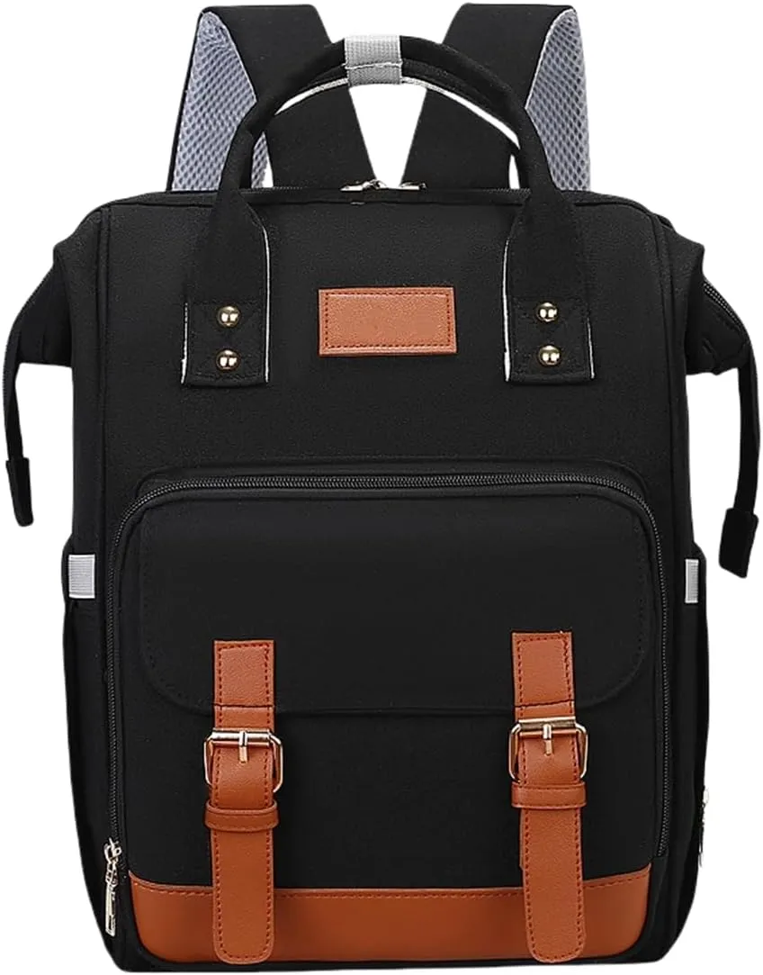 Diaper Bag Backpack for Women Large Capacity with Insulated Pockets, Portable Multifunctiona Travel Daypack (Black)