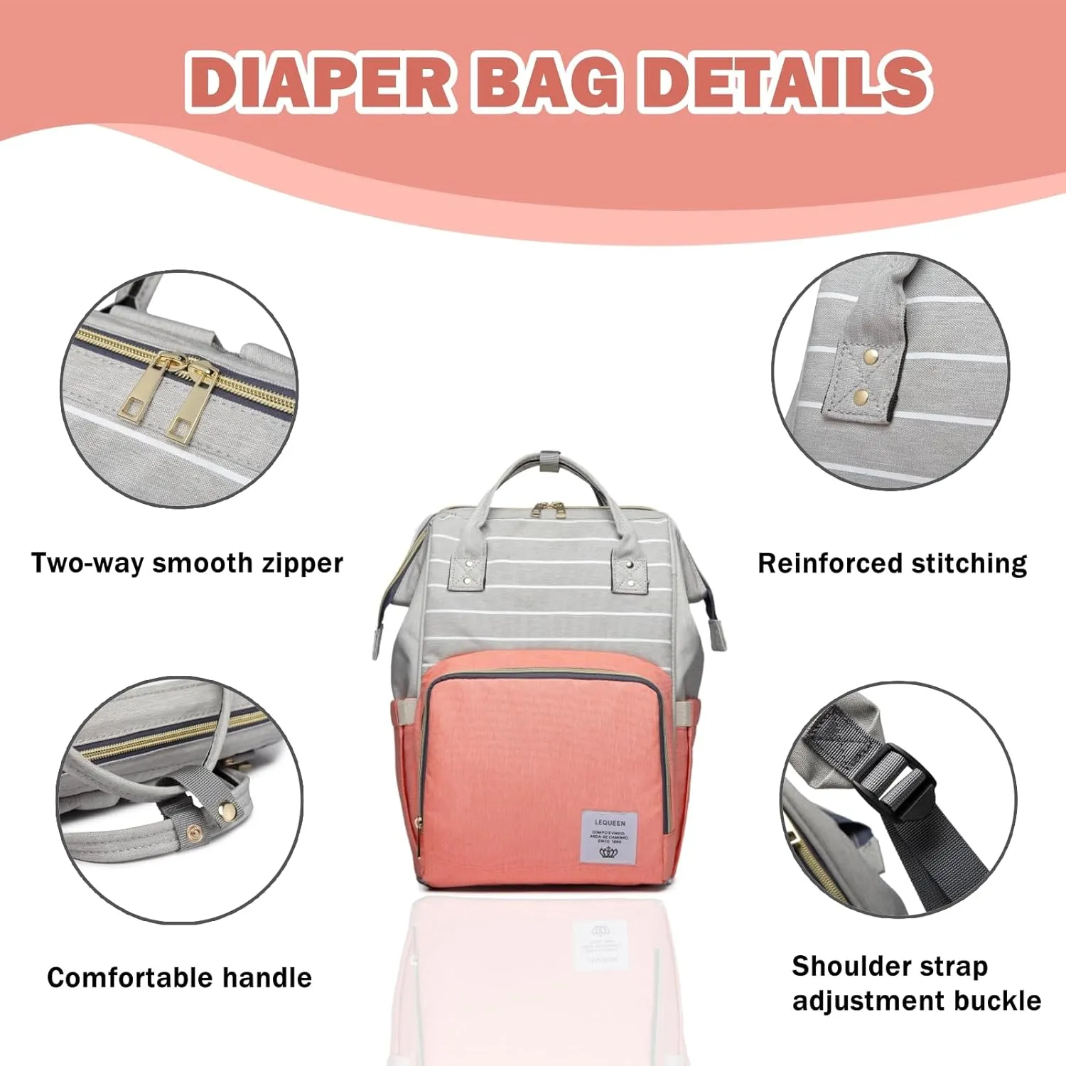 Diaper Bag Backpack Waterproof Multi-Function Diaper Bag for Baby Care Travel Essentials Baby Bag for Mom Large Capacity Purple