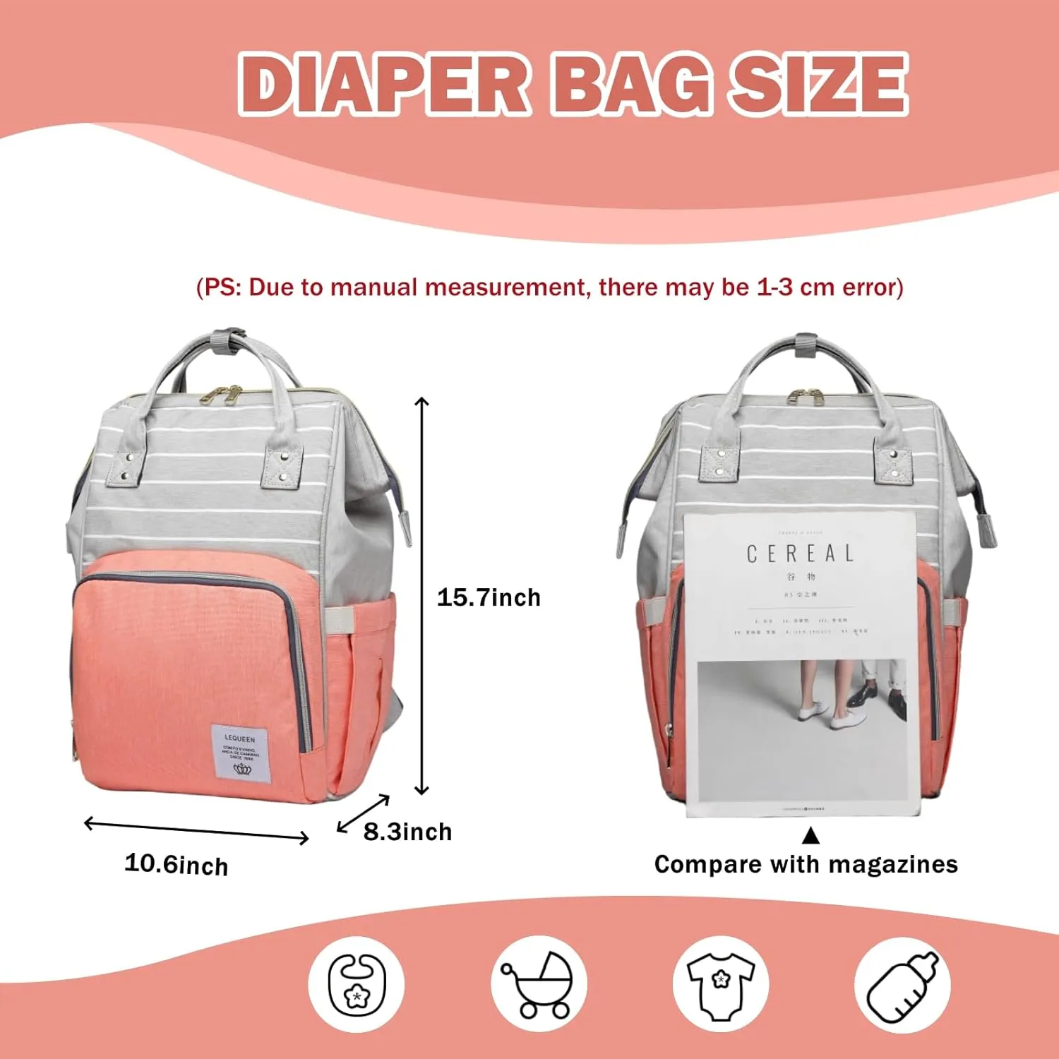 Diaper Bag Backpack Waterproof Multi-Function Diaper Bag for Baby Care Travel Essentials Baby Bag for Mom Large Capacity Purple