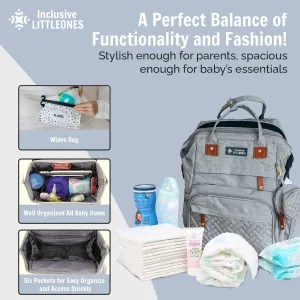 Diaper Bag Backpack with Baby Changing Station – Baby Bag Backpack Includes Reusable Wipes Bag, Pacifier Case, & Mosquito Net – Travel Diaper Bag, USB Charging Port, Large Capacity for Boys & Girls