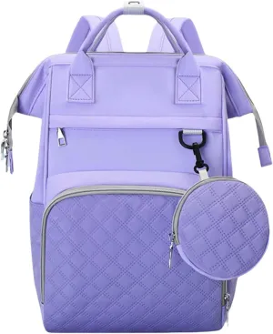 Diaper Bag Backpack with Pacifier Case, Large Capacity Travel Waterproof Insulated Mommy Bag (Purple)