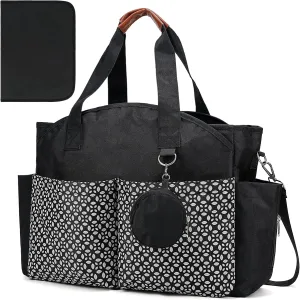 Diaper Bag Tote, Large Diaper Bag with Pacifier Case Travel Diaper Tote for Mom with Changing Station Multifunction