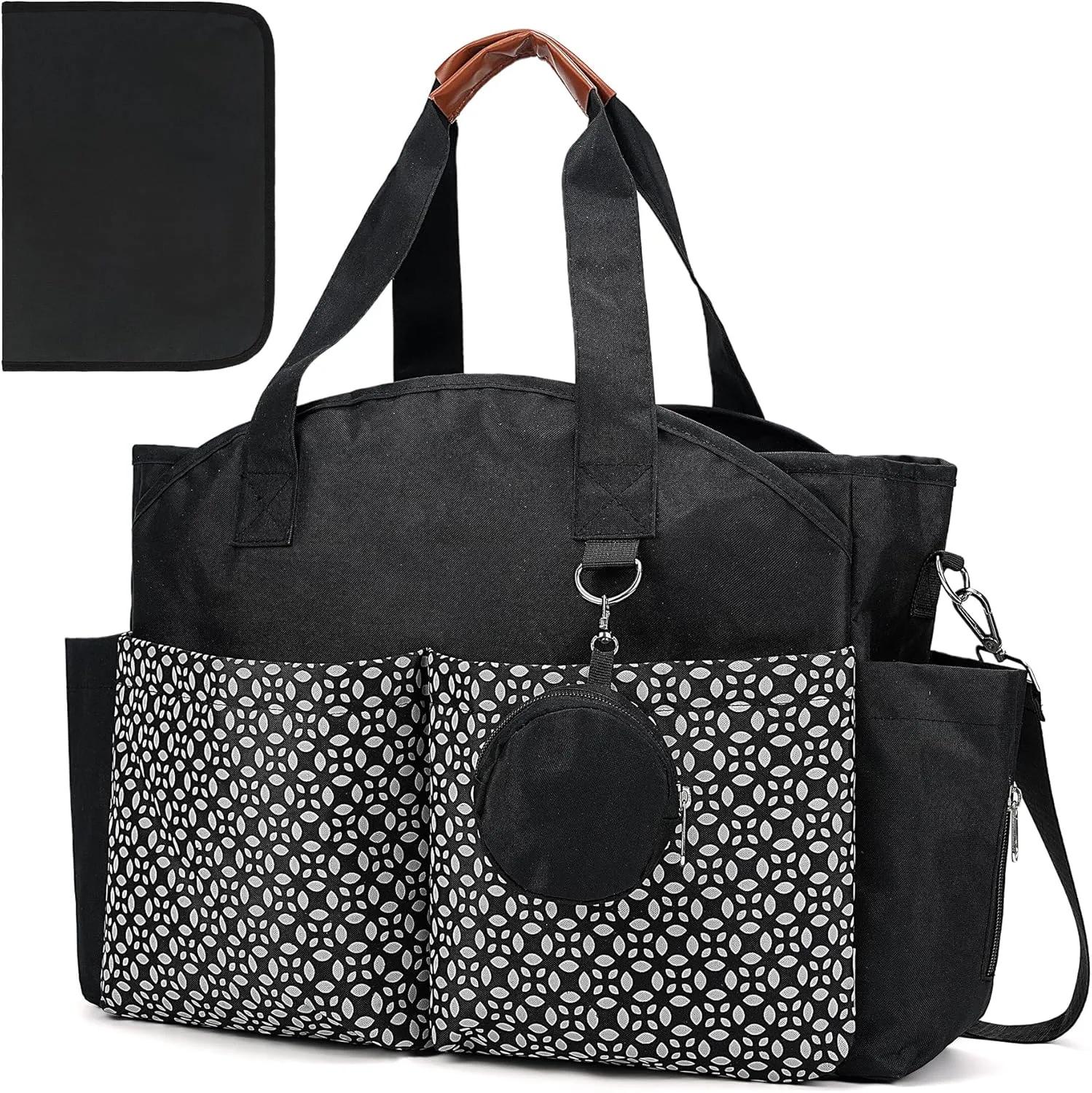 Diaper Bag Tote, Large Diaper Bag with Pacifier Case Travel Diaper Tote for Mom with Changing Station Multifunction