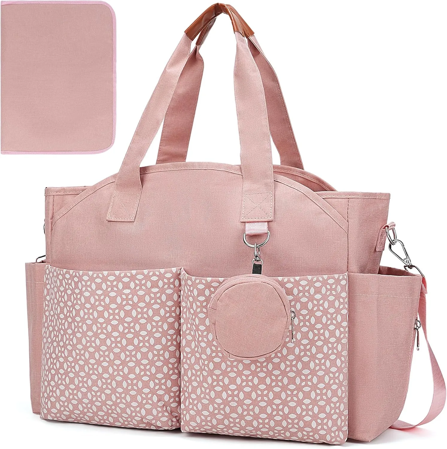 Diaper Bag Tote, Large Diaper Bag with Pacifier Case Travel Diaper Tote for Mom with Changing Station Multifunction