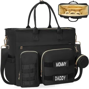 Diaper Bag Tote, Large Travel Diaper Baby Bag with Pacifier Case, Shoulder Bags with 15 Inch Laptop Compartment for Mom and Dad