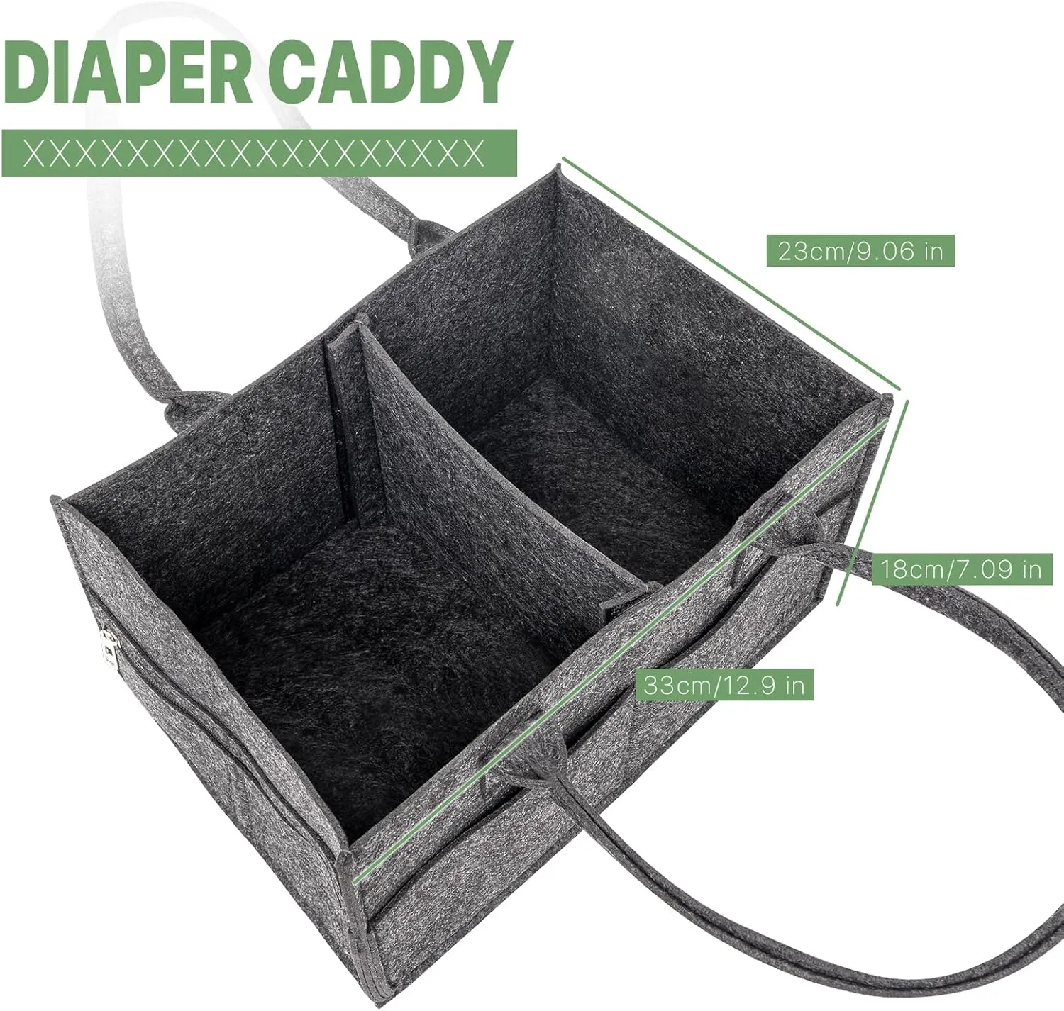 Diaper Caddy Organizer, Nappy Caddy Storage for New Registry Must Have, Car Basket for Baby Diapers and Wipes, Baby Shower Basket for New Moms - Black