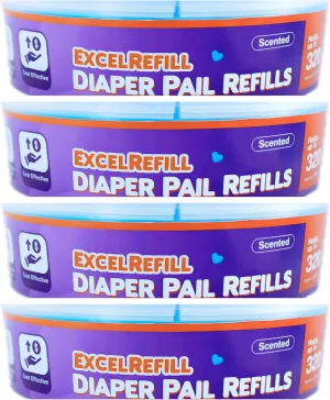 Diaper Pail Refills Compatible with Diaper Genie and Munchkin Pails, Scented, 1280 Count (4-Pack,320 Count)