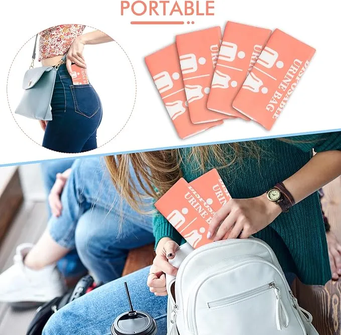 DIBBATU Disposable Urinal Bag,12 PCS 800ML Emergency Urine Bag, Unisex Urinal Bag, Portable Camping Pee Bag, Travel Urine Bags Vomit Bag for Traffic Jams, Camping, Hiking, Pregnant, Patient, Kid
