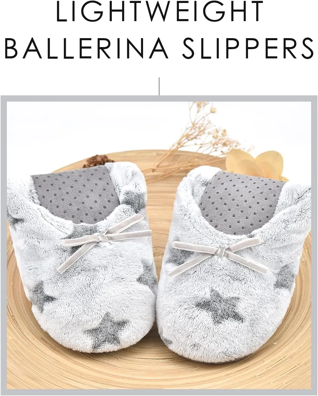 DICUIRD Women's Ballerina Slippers Lightweight House Slippers with Stretchable Heel Design