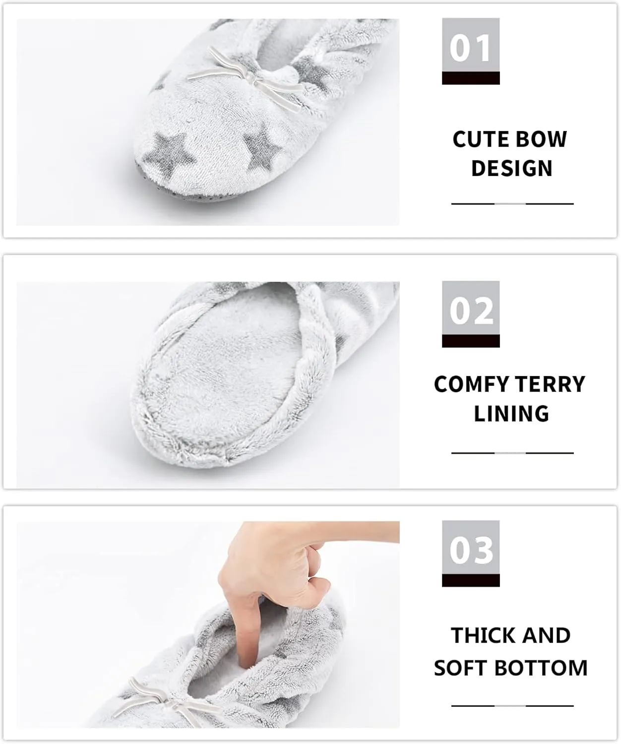 DICUIRD Women's Ballerina Slippers Lightweight House Slippers with Stretchable Heel Design