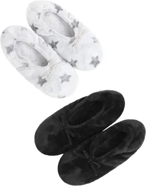 DICUIRD Women's Ballerina Slippers Lightweight House Slippers with Stretchable Heel Design