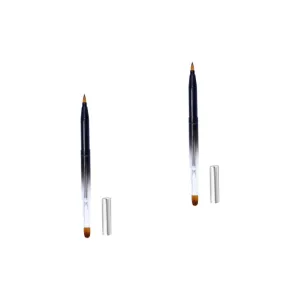 Didiseaon 2pcs Retractable Lip Brush Metal Shell Flexible Lipstick Applicator for Effortless Makeup Application Compact and Portable Design for Beauty Salon Home Use Black Gradient