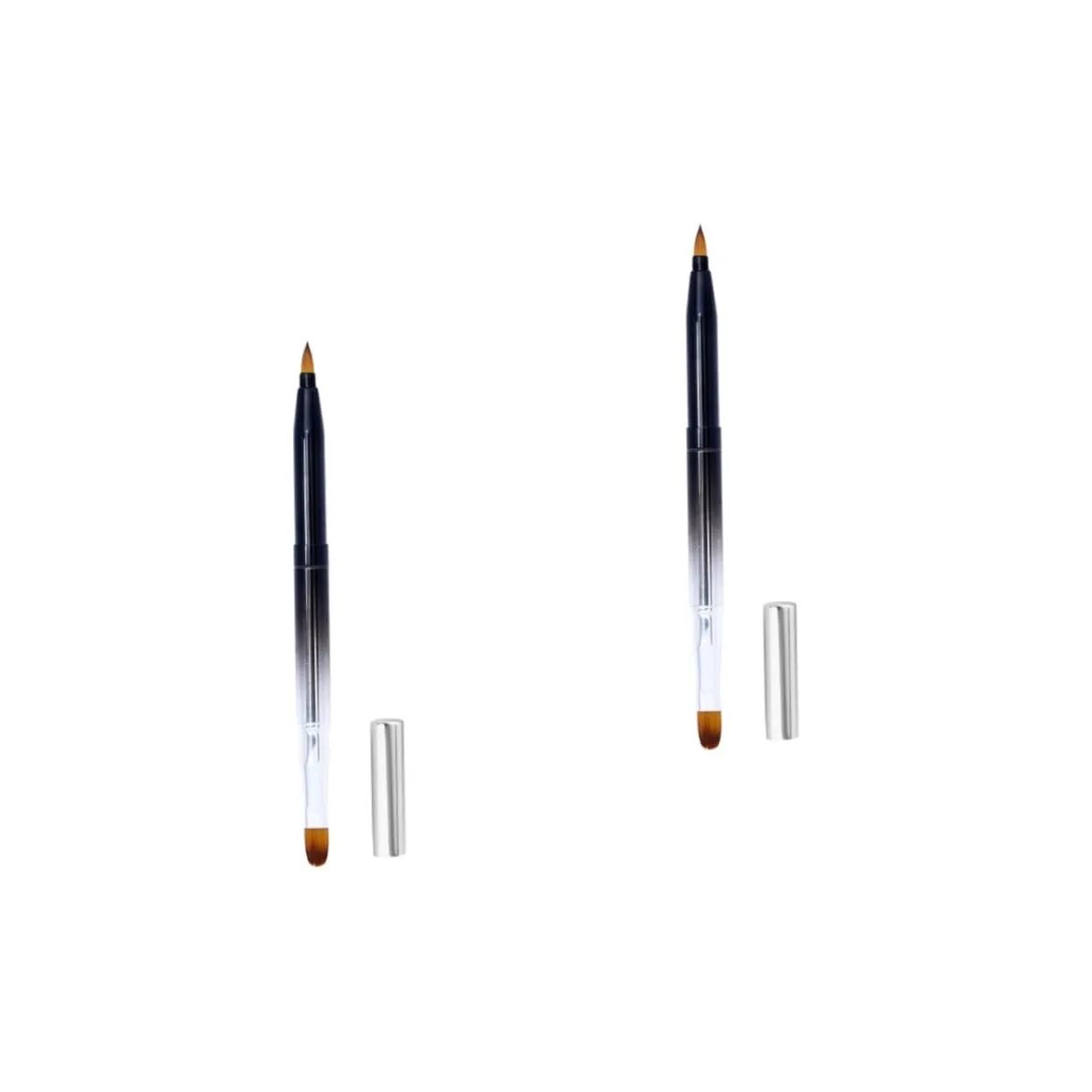 Didiseaon 2pcs Retractable Lip Brush Metal Shell Flexible Lipstick Applicator for Effortless Makeup Application Compact and Portable Design for Beauty Salon Home Use Black Gradient