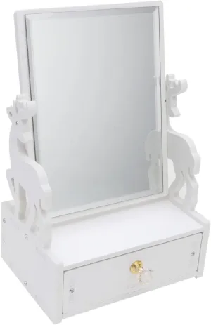 DOITOOL Cute Compact Mirror Table Desk Vanity Makeup Mirror Drawer Rotatable Cosmetic Mirror