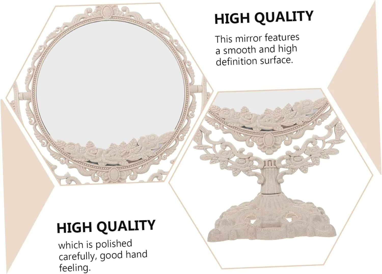 DOITOOL Table Mirror Makeup Mirror Surface Retro Design Easy to Maintain Desk Accessory