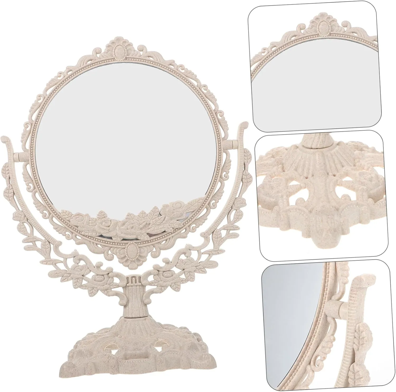 DOITOOL Table Mirror Makeup Mirror Surface Retro Design Easy to Maintain Desk Accessory