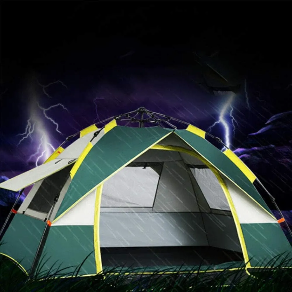 Dome Light Camping Tent Foldable Camping Tent Fully Automatic 190T Oxford Rainproof Family Tent for 4-6 People Outdoor Portable Tent (Green 200X200X13