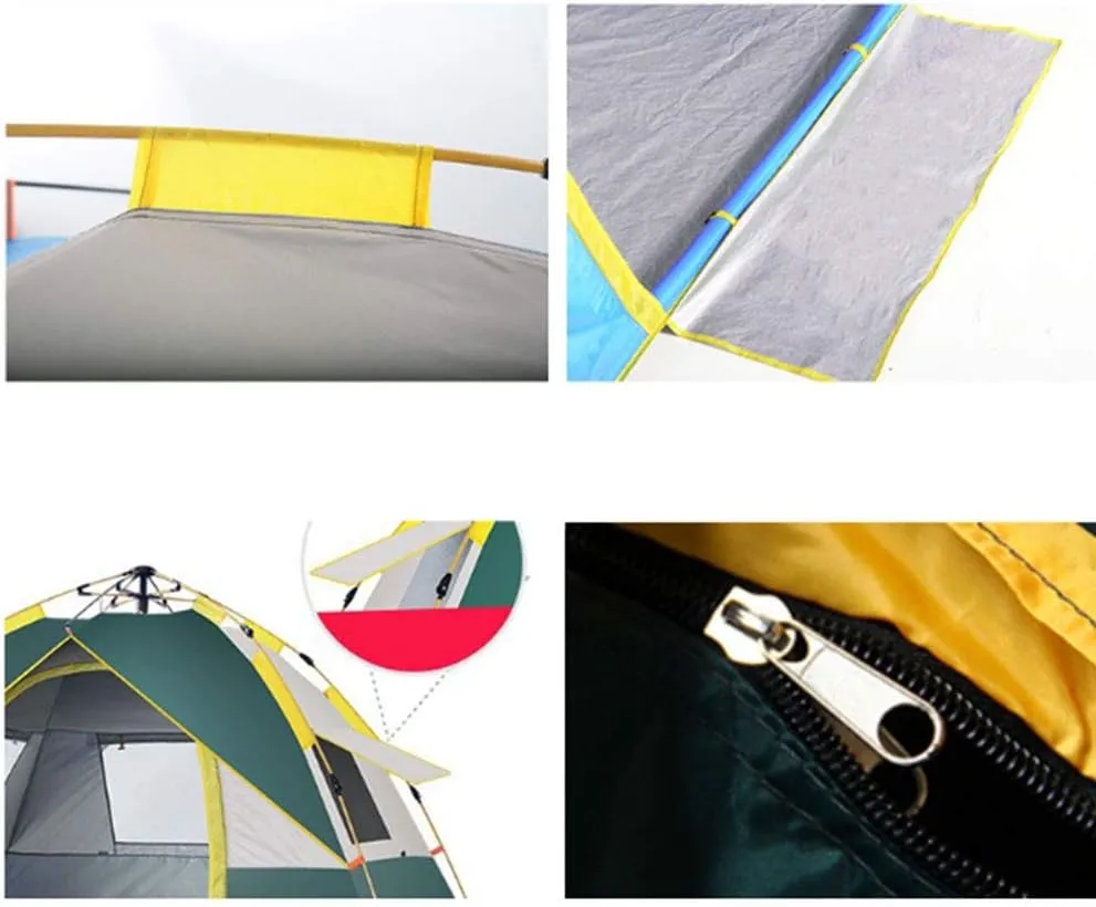 Dome Light Camping Tent Foldable Camping Tent Fully Automatic 190T Oxford Rainproof Family Tent for 4-6 People Outdoor Portable Tent (Green 200X200X13