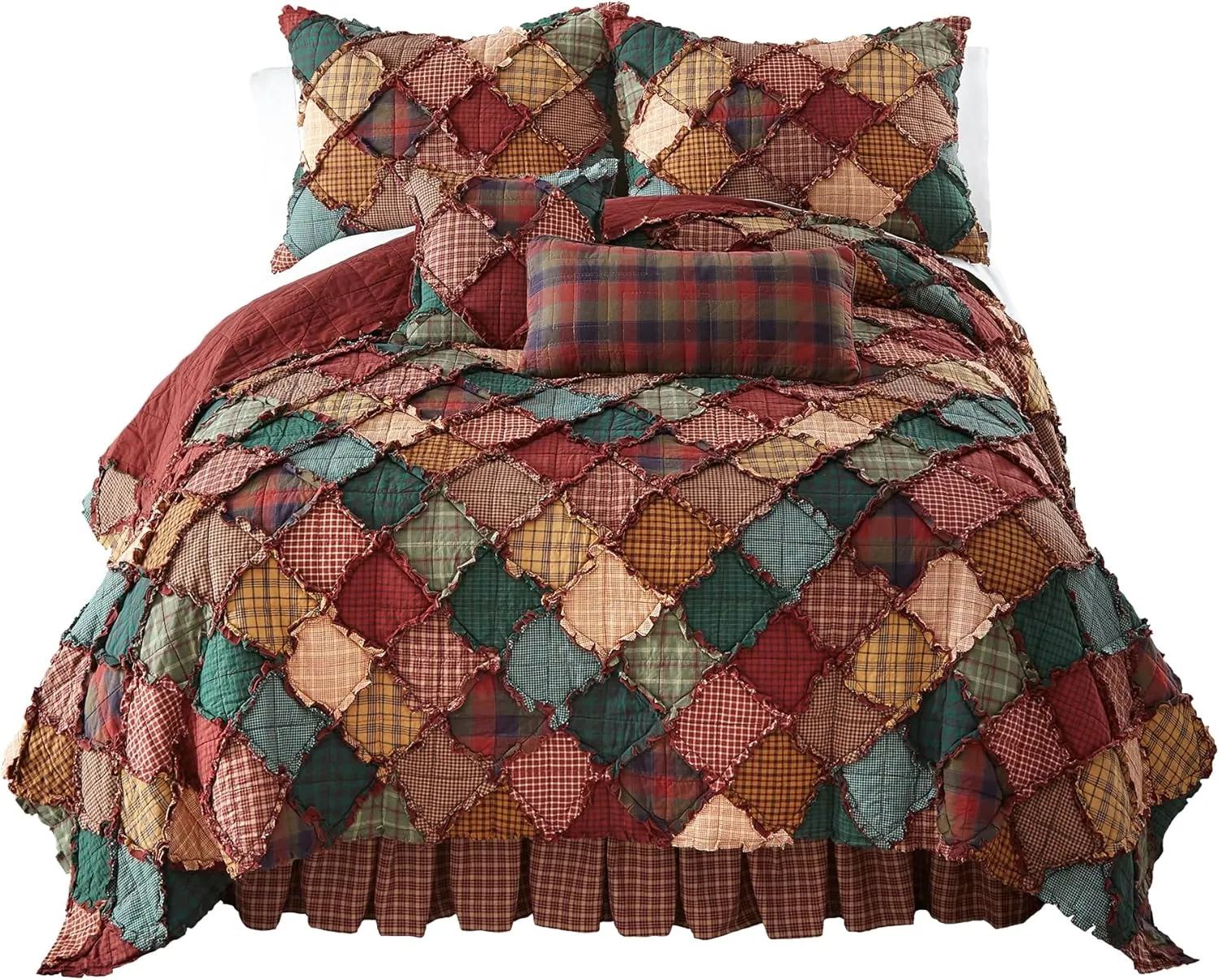 Donna Sharp Queen Bedding Set - 3 Piece - Campfire Cotton Lodge Quilt Set with Full/Queen Quilt and Two Standard Pillow Shams - Fits Queen Size and Full Size Beds - Machine Washable