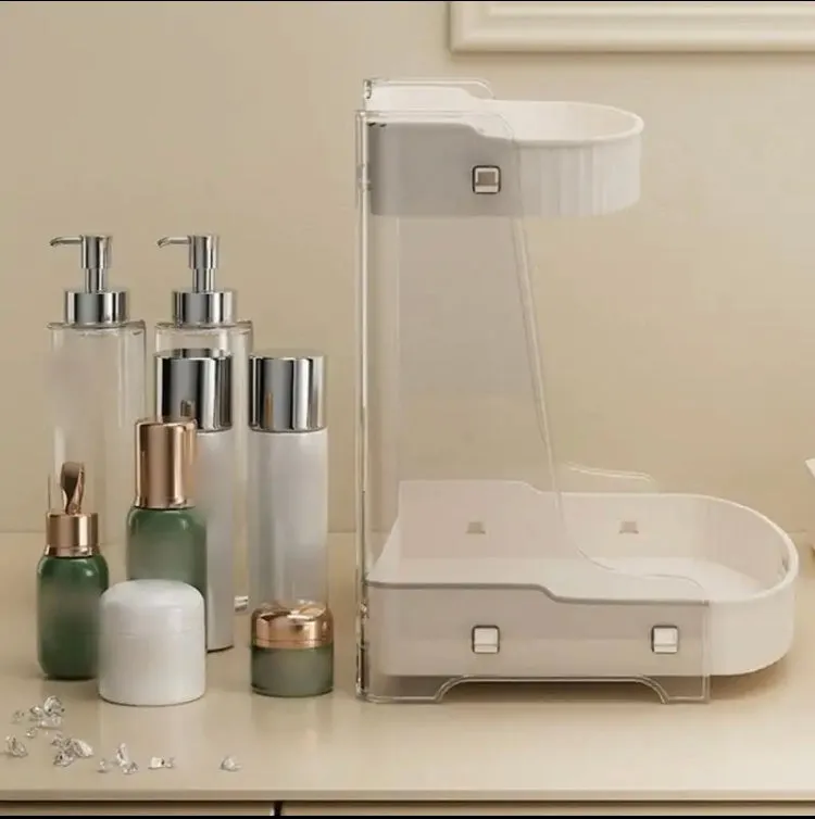 Double Layer Bathroom Organizer Shelf, Cosmetic Storage Rack, Makeup Storage For Desk
