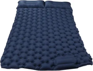 Double Sleeping Pad, Waterproof Nylon Camping Sleeping Pad with Pillow Ergonomic Design, Fast Inflation Portable Sleeping Pad, for Backpacking, Hiking, Traveling