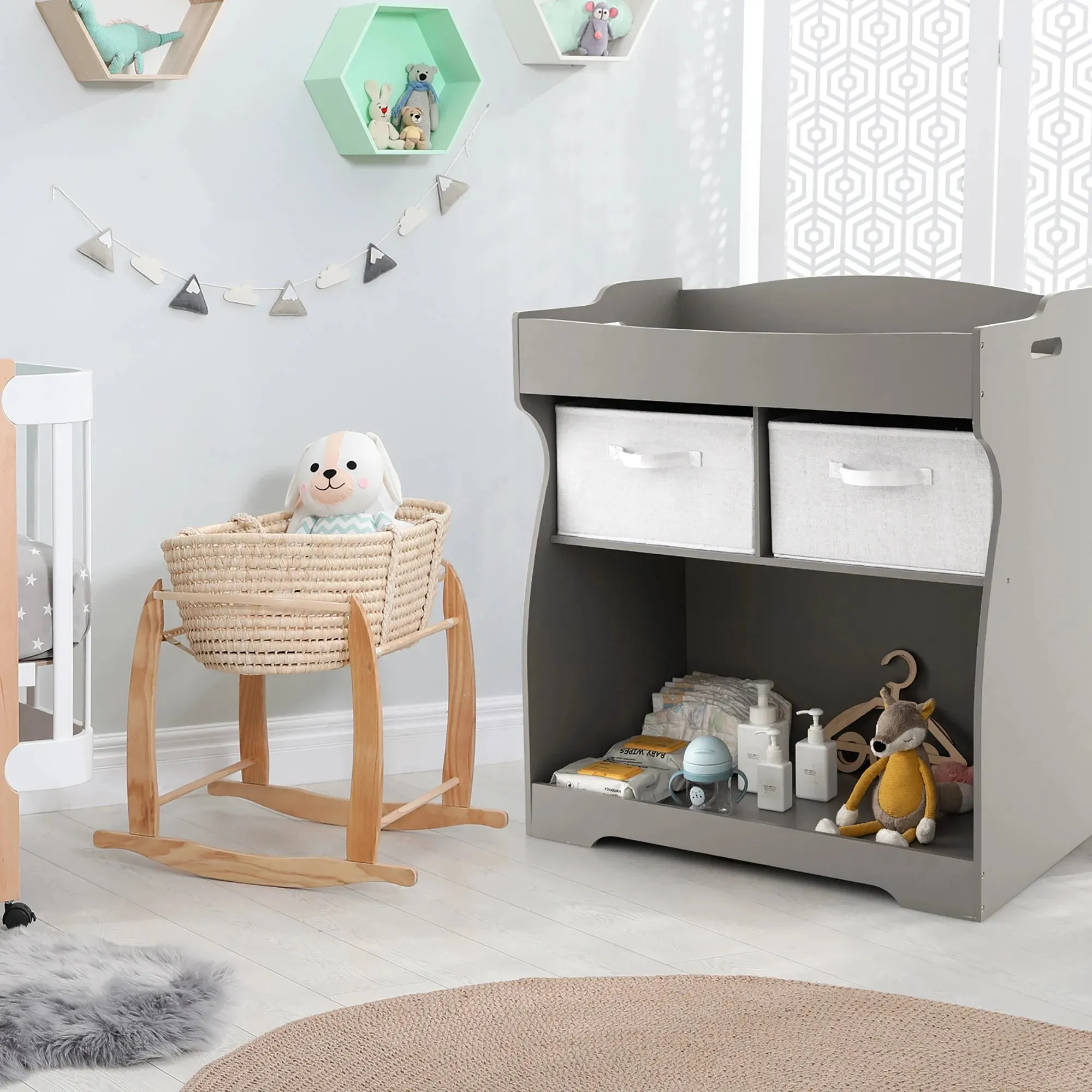 Dresser Full assortment & Drawers Station Changing Baby Table with Pad Door-to-door delivery Nursery Infant Diaper