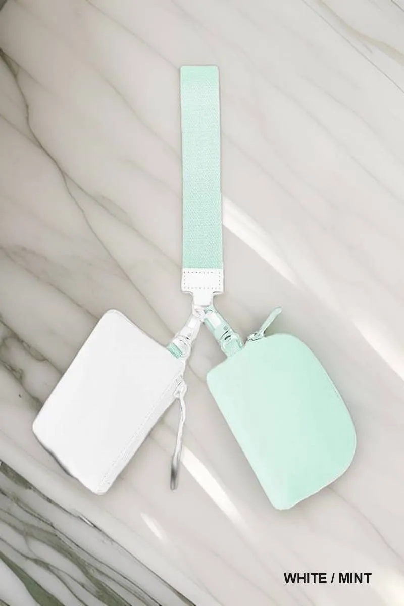 Dual Pouch Wristlet Keychain Wallet